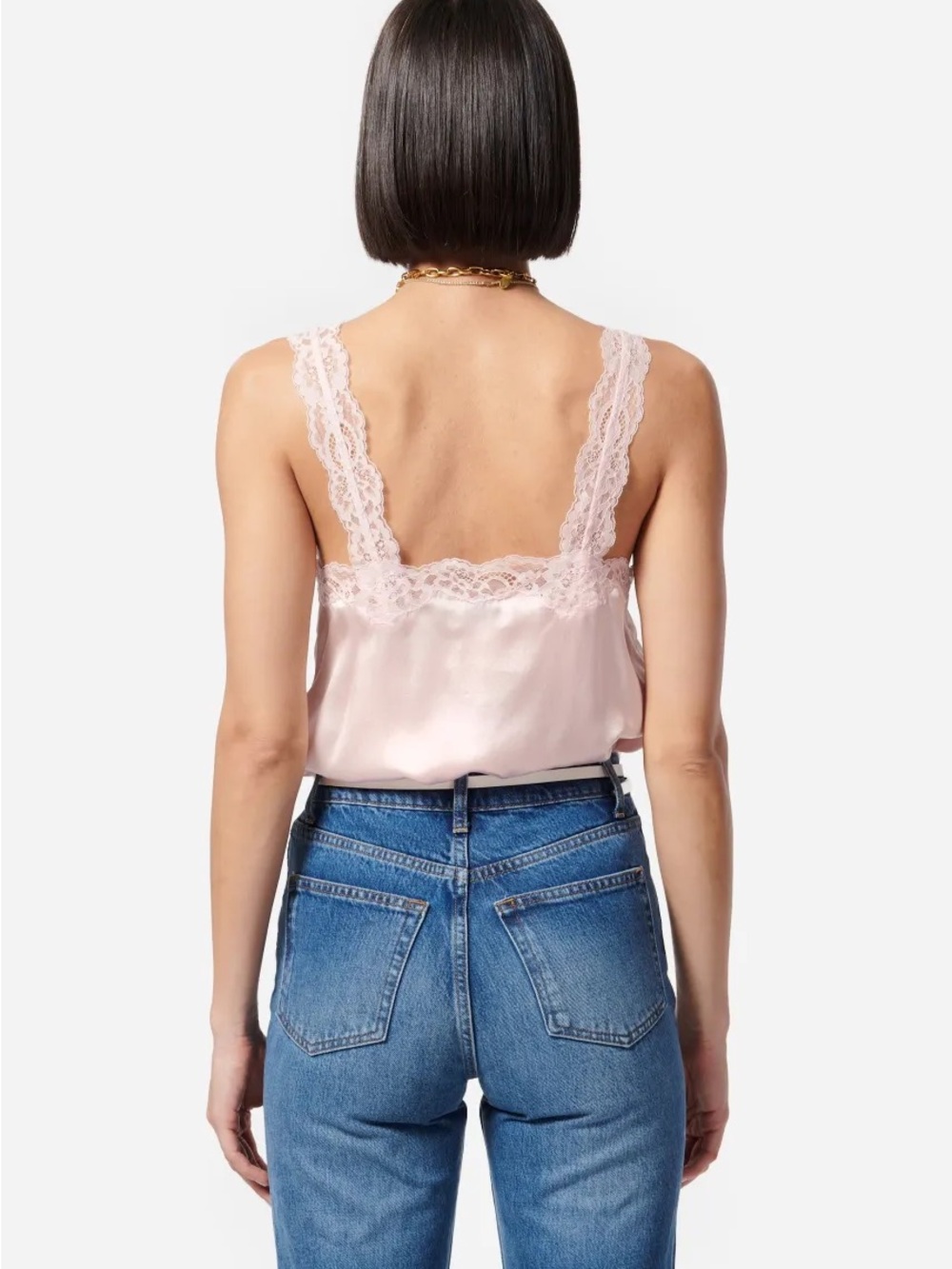 NWT Cami NYC Fernanda Lace Trim Silk Charmeuse Tank - Parfait/light pink - Large - Picture 4 of 11